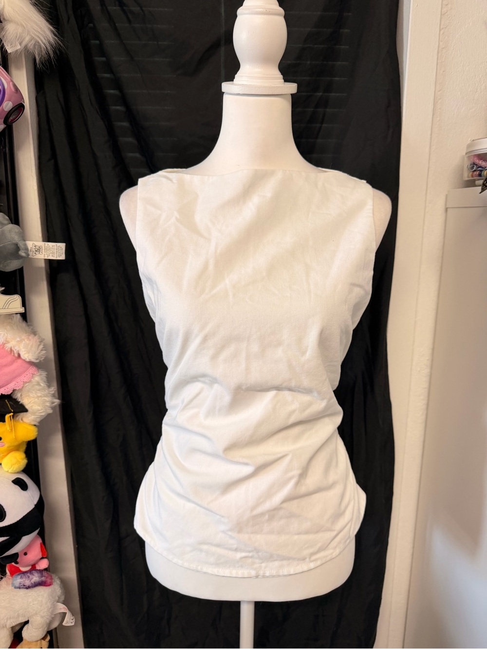 Cider White Sleeveless Boatneck Tank Top